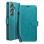 Mayaxess Étui Portefeuille pour Galaxy S25 FE avec Dragonne et Fonction Stand Turquoise