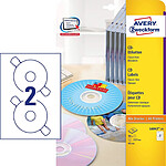 AVERY Pack 50 étiquettes sur 25 feuilles A4 CD/DVD ClassicSize Blanches AVERY Pack 50 étiquettes sur 25 feuilles A4 CD/DVD ClassicSize Blanches