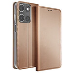 Mayaxess Étui pour Moto G17 Effet Strié avec Porte-carte et Fonction Stand Rose champagne