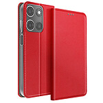 Mayaxess Étui pour Moto G17 Effet Strié avec Porte-carte et Fonction Stand Rouge