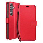 Mayaxess Étui Portefeuille pour Galaxy S25 FE avec Dragonne et Fonction Stand Rouge