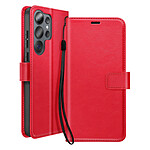 Mayaxess Étui Portefeuille pour Galaxy S26 Ultra avec Dragonne et Fonction Stand Rouge