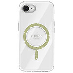 Guess Coque MagSafe pour iPhone 17e Série IML Glitter Circle Antichoc Transparent