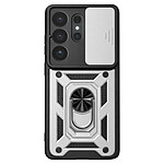 Avizar Coque pour Galaxy S26 Ultra avec Bague Support et Cache Caméra Coulissant Argent