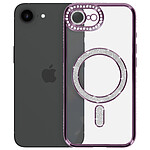 Avizar Coque pour iPhone 17e Compatible MagSafe avec Contour Strassé Violet