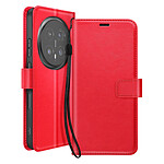 Mayaxess Étui Portefeuille pour Honor Magic 8 Pro avec Dragonne et Fonction Stand Rouge