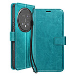 Mayaxess Étui Portefeuille pour Honor Magic 8 Pro avec Dragonne et Fonction Stand Bleu