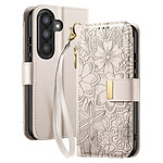 Avizar Étui Portefeuille pour Galaxy A37 Motif Floral avec Poche Zippée Intégré Avizar Étui Portefeuille pour Galaxy A37 Motif Floral avec Poche Zippée Intégré