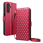 Avizar Étui pour Galaxy A16 / A26 / A17 Anti-RFID avec Bandoulière et Dragonne Rouge