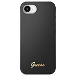 Guess Coque MagSafe pour iPhone 17e en Silicone Soft Touch avec Logo Métal Élégant Noir
