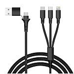 Akashi Câble de Charge 5-en-1 USB et USB-C vers USB-C Micro USB Lightning Noir