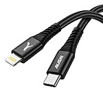 Akashi Câble USB-C vers Lightning Charge Rapide 3A et Synchronisation 1m Noir