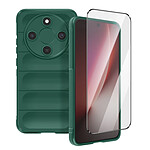 Avizar Coque et Verre Trempé pour Honor Magic 8 Lite Souple Antichoc Renforcé Vert
