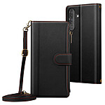 Avizar Étui Folio pour Samsung Galaxy A37 à Zip avec Bandoulière Amovible Noir