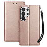 Avizar Étui Portefeuille pour Galaxy S26 Ultra avec Dragonne et Fonction Support Vidéo Rose champagne