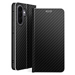 Avizar Étui Folio pour Galaxy A57 Effet Carbone Cadre Métallisé avec Porte-cartes Noir