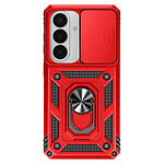 Avizar Coque pour Galaxy S26 avec Bague Support et Cache Caméra Coulissant Rouge