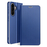 Avizar Étui Folio pour Galaxy A57 Effet Carbone Cadre Métallisé avec Porte-cartes Bleu