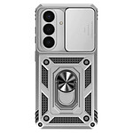 Avizar Coque pour Galaxy S26 avec Bague Support et Cache Caméra Coulissant Argent