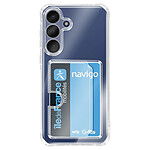 Avizar Coque pour Galaxy S25 FE avec Porte-cartes Intégré et Coins Renforcés Transparent