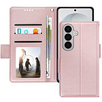 Avizar Étui Portefeuille pour Galaxy S26 Effet Cuir Cousu avec Dragonne Rose champagne