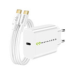 Mayaxess Chargeur Secteur pour iPhone 15 20W + Câble USB-C 1m Blanc
