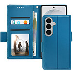 Avizar Étui Portefeuille pour Galaxy S26 Effet Cuir Cousu avec Dragonne Bleu