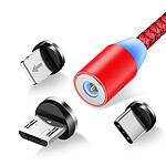 Avizar Câble USB vers Lightning, USB-C et Micro-USB Charge 2.4A 1m - Rouge Avizar Câble USB vers Lightning, USB-C et Micro-USB Charge 2.4A 1m - Rouge