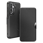 Avizar Étui Folio pour Galaxy A57 Finition Carbone avec Porte-carte Noir