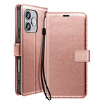 Mayaxess Étui Portefeuille pour Honor 600 Lite avec Dragonne et Fonction Support Rose champagne