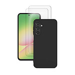 Evetane Coque Samsung Galaxy A56 Silicone Noire + 2 Vitres en Verre trempé Protection écran Antichocs