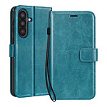 Mayaxess Étui Portefeuille pour Galaxy A57 avec Dragonne et Fonction Stand Turquoise