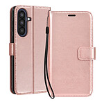 Mayaxess Étui Portefeuille pour Galaxy A57 avec Dragonne et Fonction Stand Rose champagne