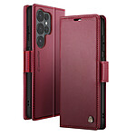 CaseMe Étui Portefeuille pour Galaxy S26 Ultra Anti-RFID Effet Cuir Brillant Bordeaux