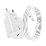 Mayaxess Chargeur Secteur pour iPhone 8 18W + Câble Lightning 1m Blanc