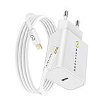 Mayaxess Chargeur Secteur pour iPhone XS 18W + Câble Lightning 1m Blanc