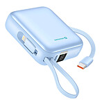 Swissten Batterie Externe 10000mAh 22.5W avec Câbles USB / Lightning et Écran LCD Bleu