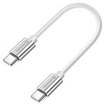 Swissten Mini Câble USB-C vers USB-C 20 Cm 60W Universel Charge et Transfert Rapide Argent