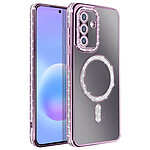 Avizar Coque pour Galaxy A57 Compatible Charge Qi avec Contour Diamant Strassé