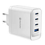 Swissten Chargeur Secteur Multiport 4-en-1 USB-A / 3 USB-C PD 100W GaN Modèle Core Blanc