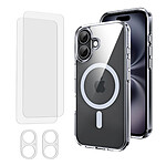 Evetane Coque iPhone 16 Antichoc compatible Magsafe + 2 Protections écran et 2 protections Objectif Caméra