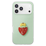 Avizar Coque pour iPhone 17 Pro Max avec Motif Fraise en Relief 3D et Contour Surélevé