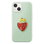 Avizar Coque pour iPhone 14 avec Motif Fraise en Relief 3D et Contour Surélevé