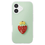 Avizar Coque pour iPhone 16 avec Motif Fraise en Relief 3D et Contour Surélevé