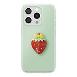 Avizar Coque pour iPhone 15 Pro avec Motif Fraise en Relief 3D et Contour Surélevé