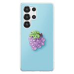 Avizar Coque pour Galaxy S25 Ultra avec Motif Raisin en Relief 3D et Contour Surélevé