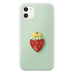 Avizar Coque pour iPhone 11 avec Motif Fraise en Relief 3D et Contour Surélevé