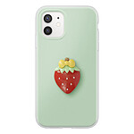 Avizar Coque pour iPhone 12 / 12 Pro avec Motif Fraise en Relief 3D et Contour Surélevé