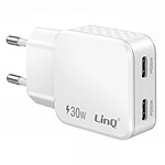 LinQ Chargeur Secteur Universel Double Port USB-C 30W Charge Rapide Blanc