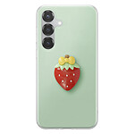 Avizar Coque pour Galaxy S24 / S25 avec Motif Fraise en Relief 3D et Contour Surélevé